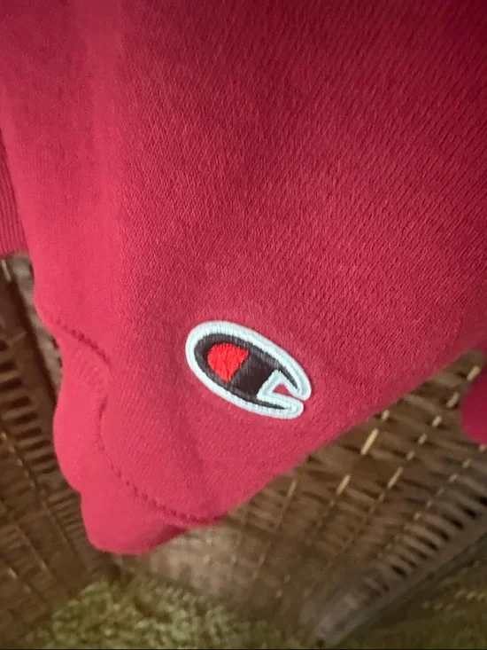 Champion Cardinal Red Pullover Hoodie with Small Logo - Picture 6 of 7